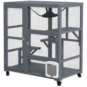 PawHut Cat House Indoor Enclosure on Wheels with Openable Top 39 Brown