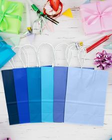 30PCS Medium Gift Bag with Handles Bulk 11"x5"x8" Gift Bags 6 Different Blue Color Bags Multiple Uses (Medium Size)