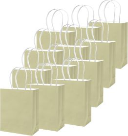 100Pcs Paper Gift Bag with Handles Eggshell Green Party Favor Bags Multiple Uses (8.3"x3"x6", Small Size)