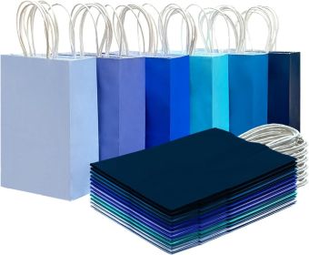 30Pcs Small Gift Bag with Handles Bulk 8.3"x6"x3" Gift Bags 6 Different Blue Color Bags Multiple Uses (Small Size)