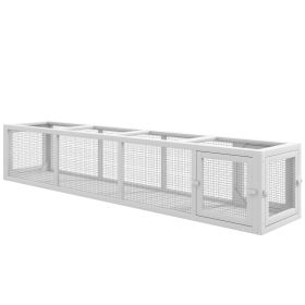 PawHut Wooden Cat Run with Weather Protection, Connecting Inside and Outside, 79"L x 15"W x 15"H, White