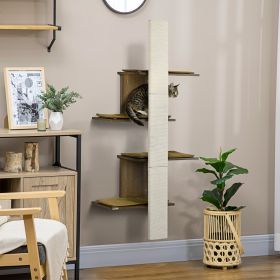 65" Corner Modern Cat Tree Tall for Climbing (Option: Natural wood finish-580x380x260 mm)