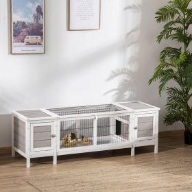 48" 2-Story Large Rabbit Hutch Bunny Cage Pet House Frame with Rooms (Option: White-970x560x260 mm)