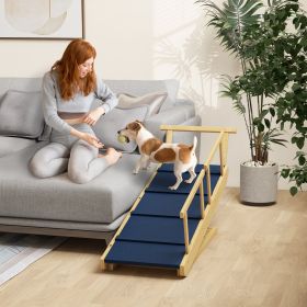 Dog Ramp with Removable Guardrails (Option: Natural Wood-1085x465x140 mm)