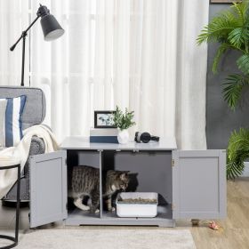 Modern Cat Litter Box Enclosure with Adjustable Partition for Customizable Space, Cat Washroom End Table for Indoor Cats with Hidden Storage Cabi (Option: Dark gray-10x10x10 mm)