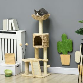 Cat Tree for Indoor Cats w/ Scratching Posts (Option: Beige-610x430x430 mm)