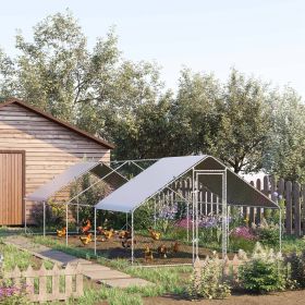 Chicken Run 9.8' x 26.2' x 6.6' with Waterproof and Anti-UV Cover for Outdoor and Yard Farm Use (Option: Silver-2030x380x170 mm)