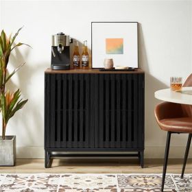 Cabinet With Flat Noodles Grating Stripe Door (Option: Black)