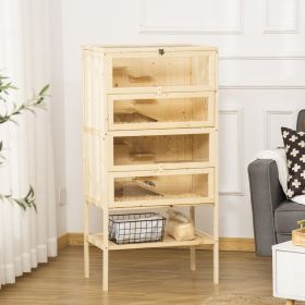 5-Tier Hamster Cage Mice Habitat Rat Habitat with Openable Top (Option: Natural Wood-1235x615x145 mm)