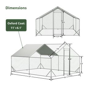 Large Metal Chicken Coop, Walk-in Chicken Run, Galvanized Wire Poultry Chicken Hen Pen Cage, Rabbits Duck Cages With Waterproof And Anti-Ultravio (Option: 3x4m)
