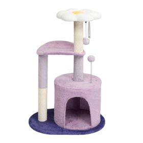 33in Cat Tree, Multi-level Cat Tower With Cat Scratching Post With Curved Perch, Cozy Cat Condo, Padded Top Bed For Kittens And Indoor Cats, Purp (Option: Purple)