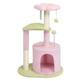 33in Cat Tree, Multi-level Cat Tower With Cat Scratching Post With Curved Perch, Cozy Cat Condo, Padded Top Bed For Kittens And Indoor Cats, Pink (Option: 1pc)