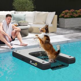 Inflatable Dog Boat Ramp Up to 286 lbs (Option: Gray-640x310x260 mm)