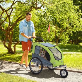 Dog Bike Trailer 2-In-1 Pet Stroller with Canopy and Storage Pockets (Option: Green-710x220x830 mm)