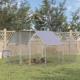 Large Chicken Coop Chicken Run with Waterproof and Anti-UV Cover (Option: Silver-1950x320x180 mm)