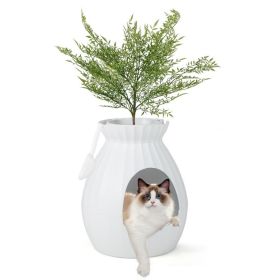 Smart Plant Cat Litter Box with Electronic Odor Removal and Sterilization (Color: White)