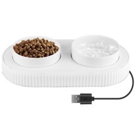 Heated Water Bowl For Dogs And Cats Ceramic Heated Pet Water Bowl Food Warmer USB Powered Thermal Pet Bowl Provide Fresh Non Freezing Drinkable W (Type: 2 Bowl)