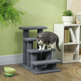 25" 4-Step Multi-Level Carpeted Cat Scratching Post Pet Stairs (Option: Grey-630x150x420 mm)